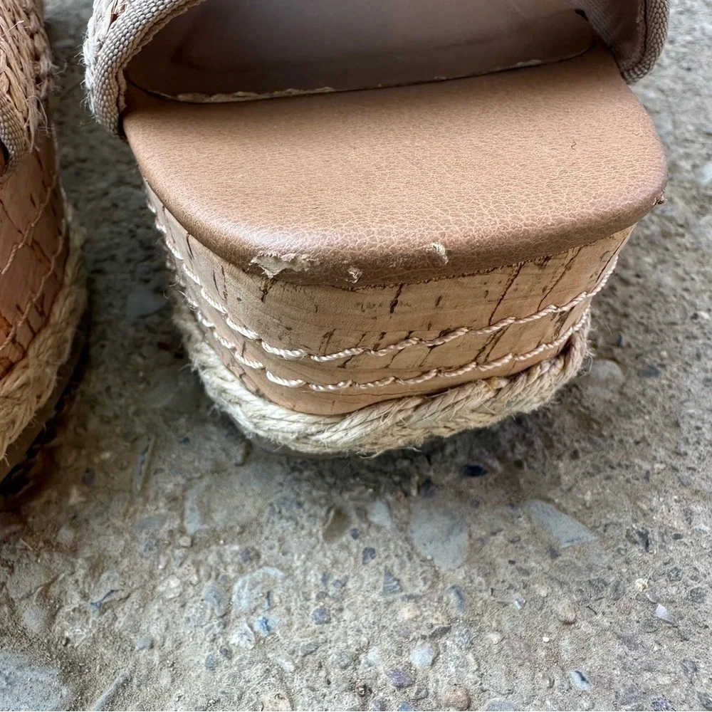 Universal Thread Raffia Woven Ankle Strap Espadrille Cork Wedge Sandals 8